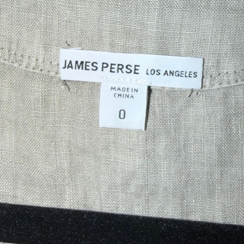 James perse 100% linen tan oatmeal romper long sleeve 0 minimalist drawstring - Picture 3 of 8